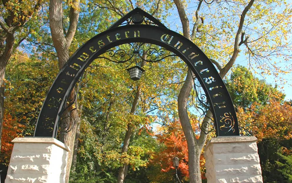 Northwestern University campus — "The Arch" at the main entrance to Northwestern University 's Evanston, Illinois campus
