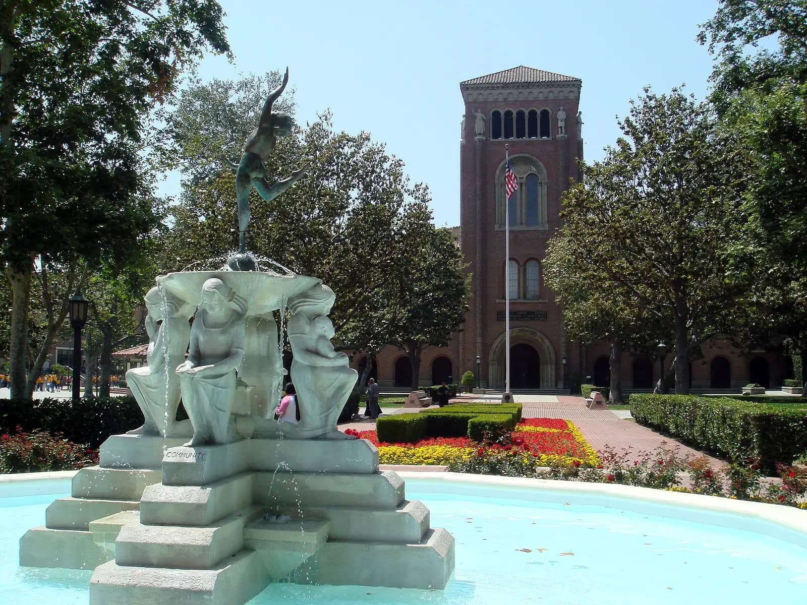 University of Southern California campus — Fountain and the Bovard Administration Building at the University of Southern California in Los Angeles, California