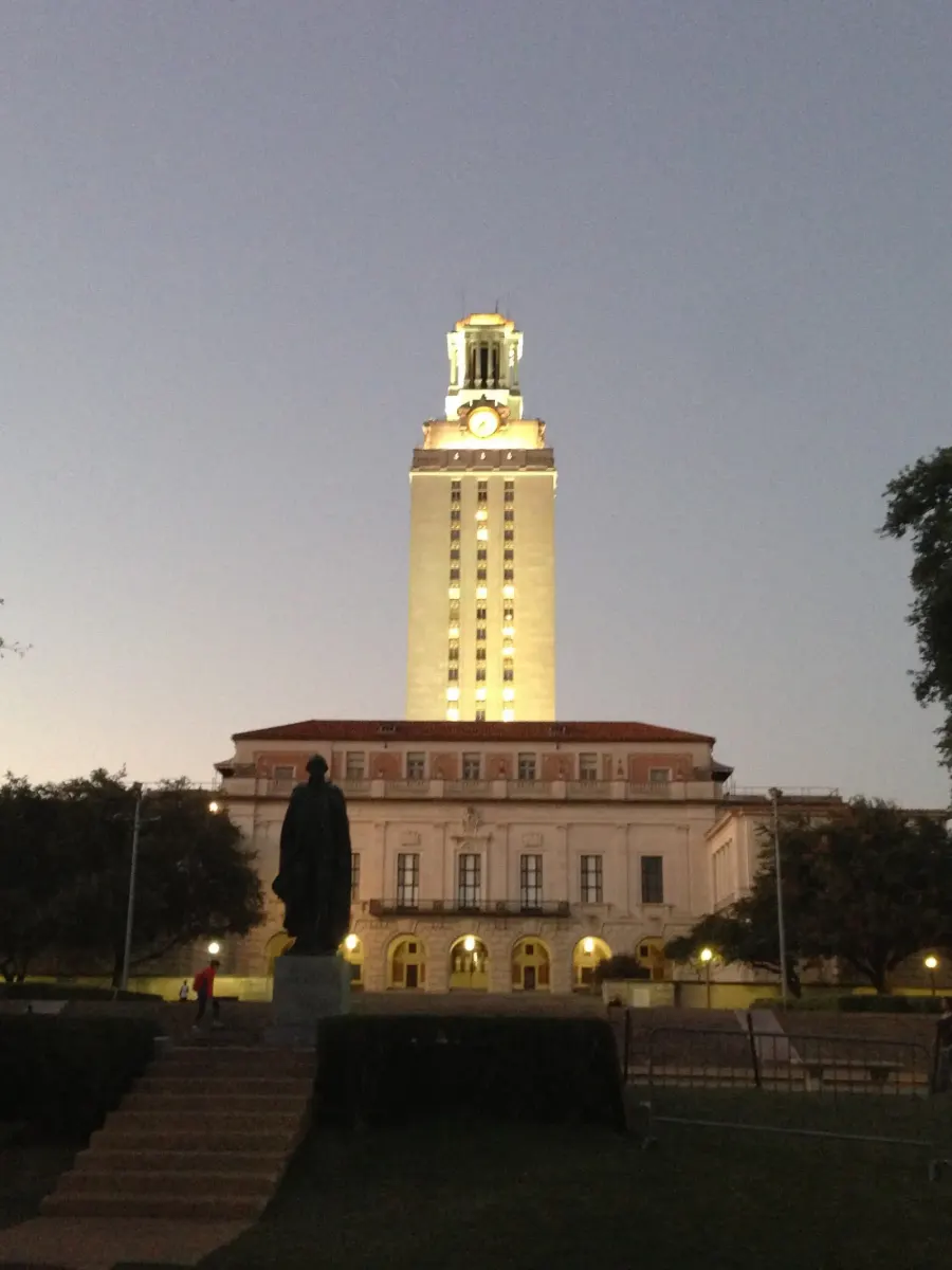 University of Texas at Austin campus at sundown